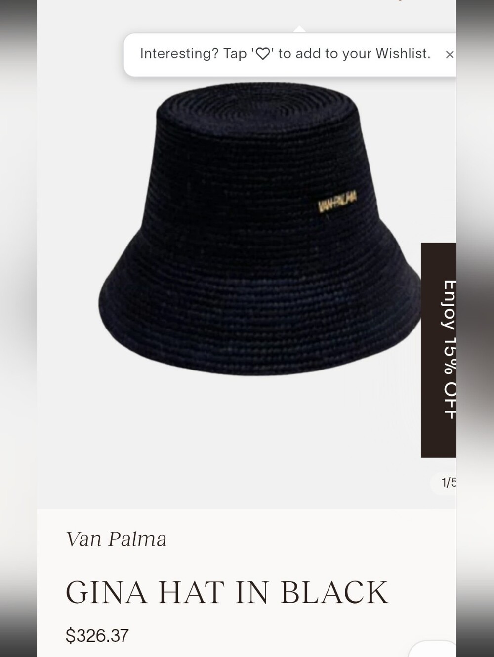 Van Palma Gina Black Braided Bucket Hat